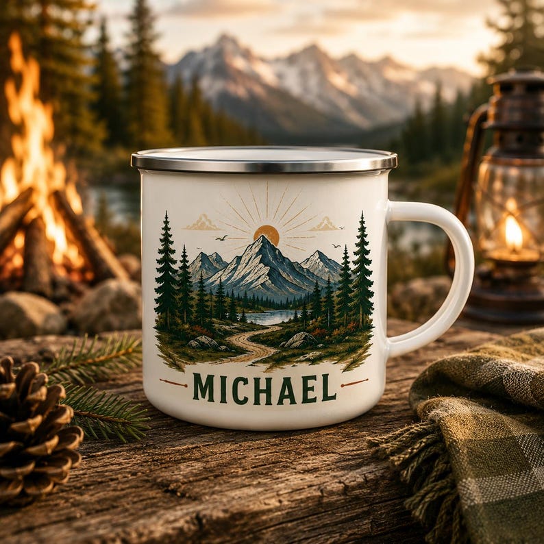 Caneca de Camping Personalizad - Outdoor Adventure Names avaliação e preço