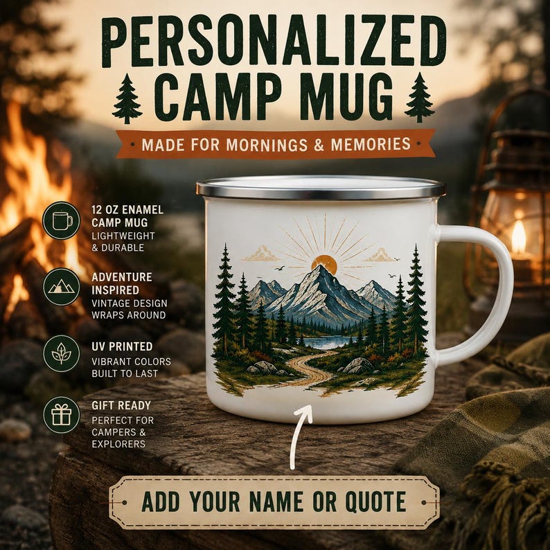 Caneca de Camping Personalizad - Outdoor Adventure Names avaliação e preço