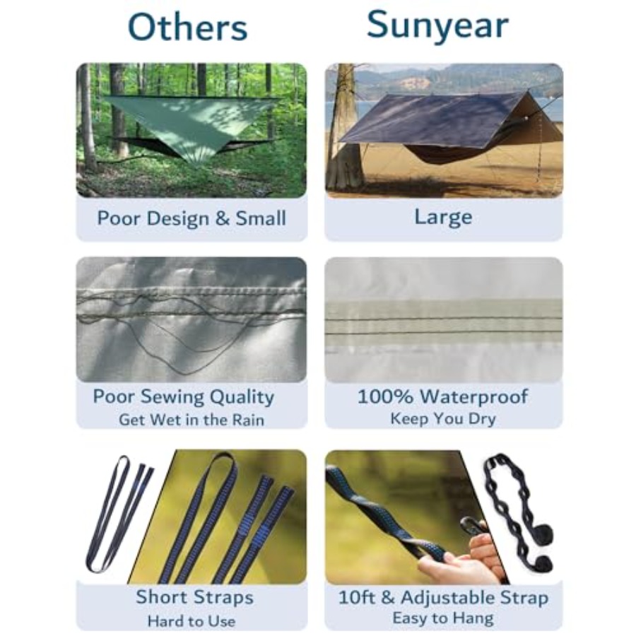 Rede de Camping Portátil com T - Hammock Rain Tarp avaliação e preço